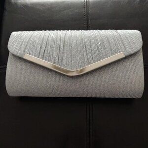 🆕Women's Silver Clutch Purses Sparkling Envelope Evening Bag Detachable Chain